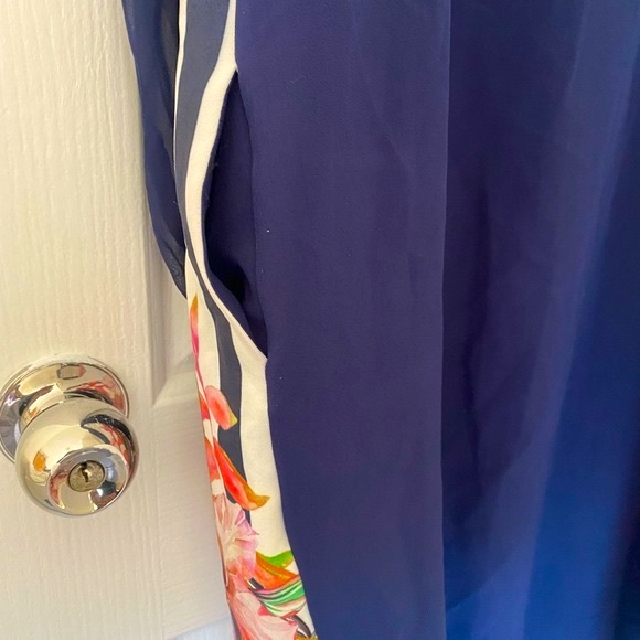 Floral Pattern Stripe Adornment Bottom Down Dress - Picture 16 of 17